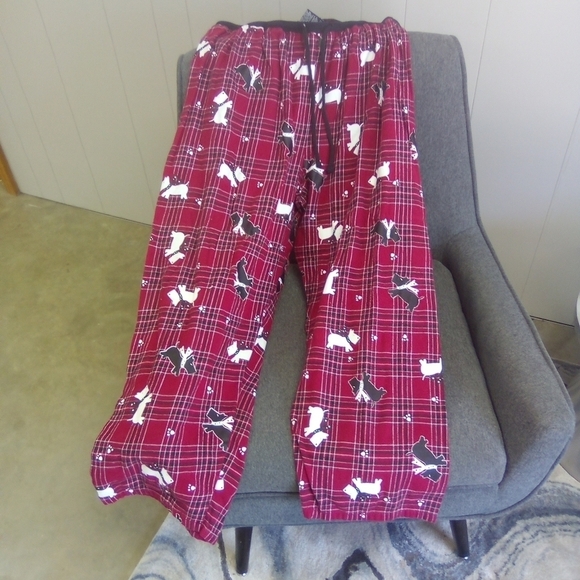 Women's Red Plaid Scottish Terrier Scotty Dog Pajama Pants PJs Size XL - Picture 1 of 5